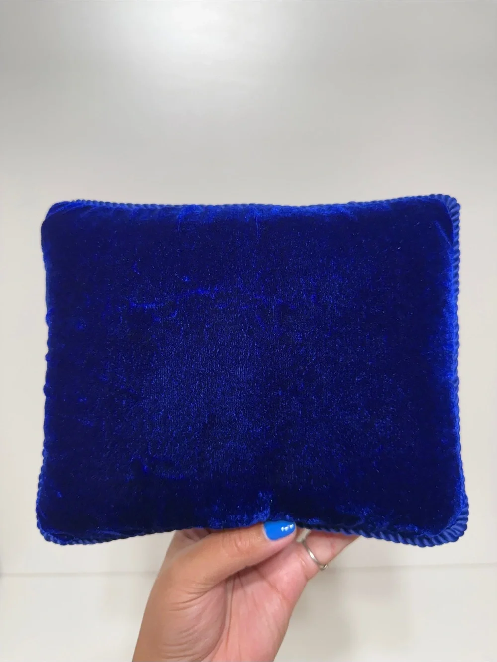 Sudha Pennathur Sequin Pink and Blue 'Oy Vey!' Decorative Beaded Pillow 8x10